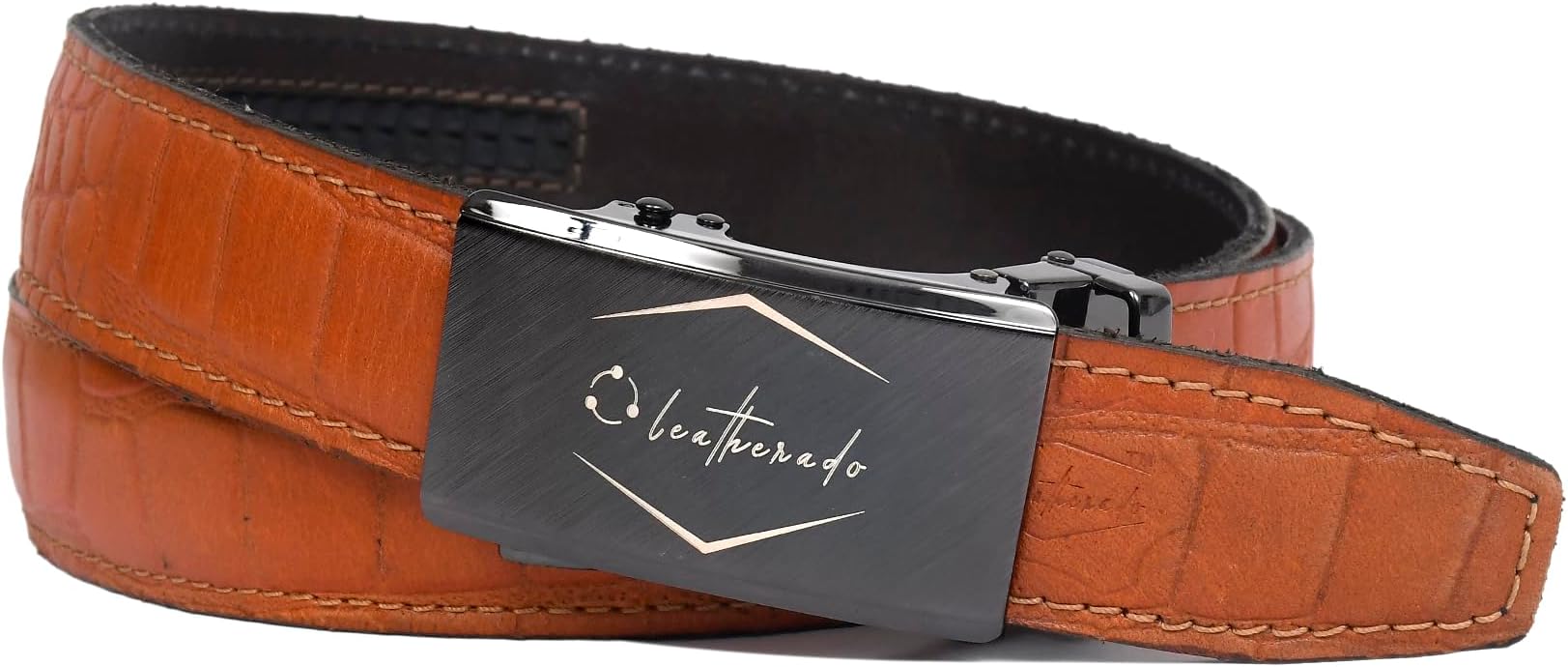 Genuine Leather Belt for Men with Easier Adjustable Autolock Buckle | Micro Adjustable Belt Fit Everywhere |Formal & Casual | Elegant Gift Box Tan