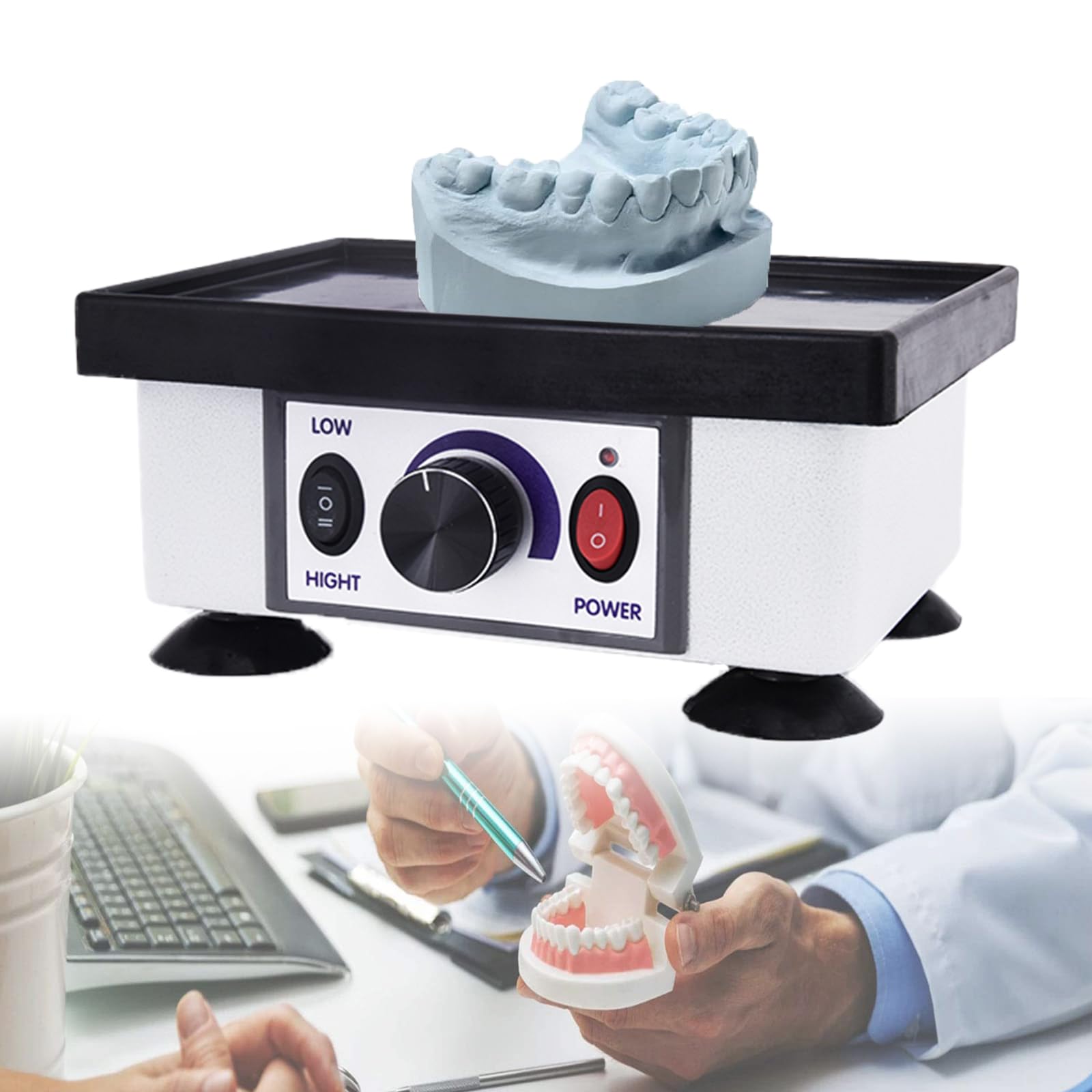Gipsoszillator Für Dentalmodelle – 120 W, Einstellbare Geschwindigkeit Und Rutschfeste Pads, Dentallaborgerät Mit Einer Maximalen Belastung Von 2 Kg – Zum Gießen Von Agar,small