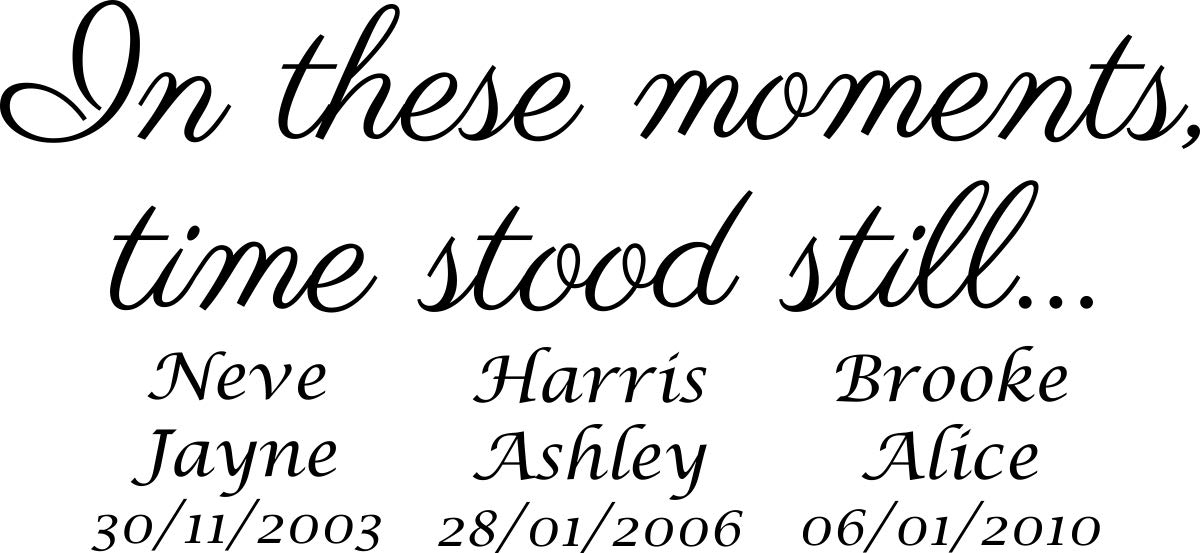 FSSS Ltd IN THESE MOMENTS TIME STOOD STILL P WALL ART MARRIED FAMILY CHILDREN STICKER (100cm)