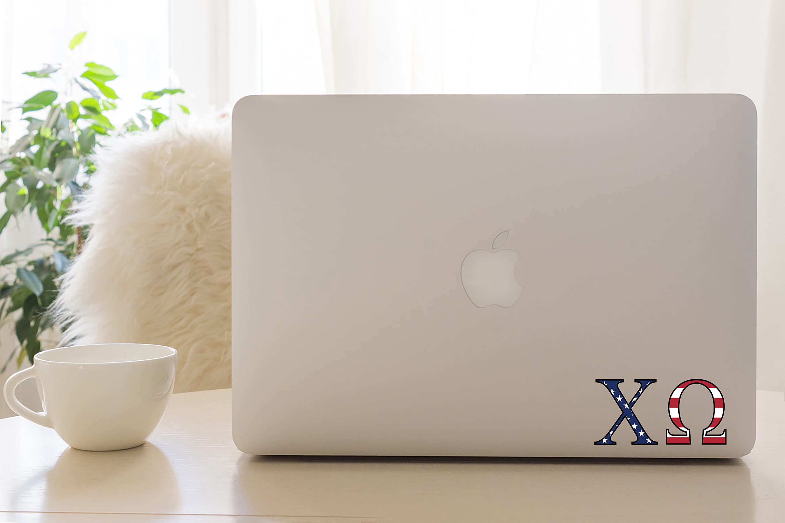 Chi Omega Greek Sorority Sticker Decal, 6,3 cm di altezza, bandiera americana
