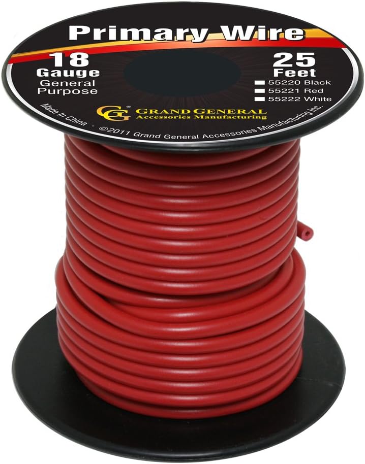 Grand General 55221 Red 18-Gauge Primary Wire