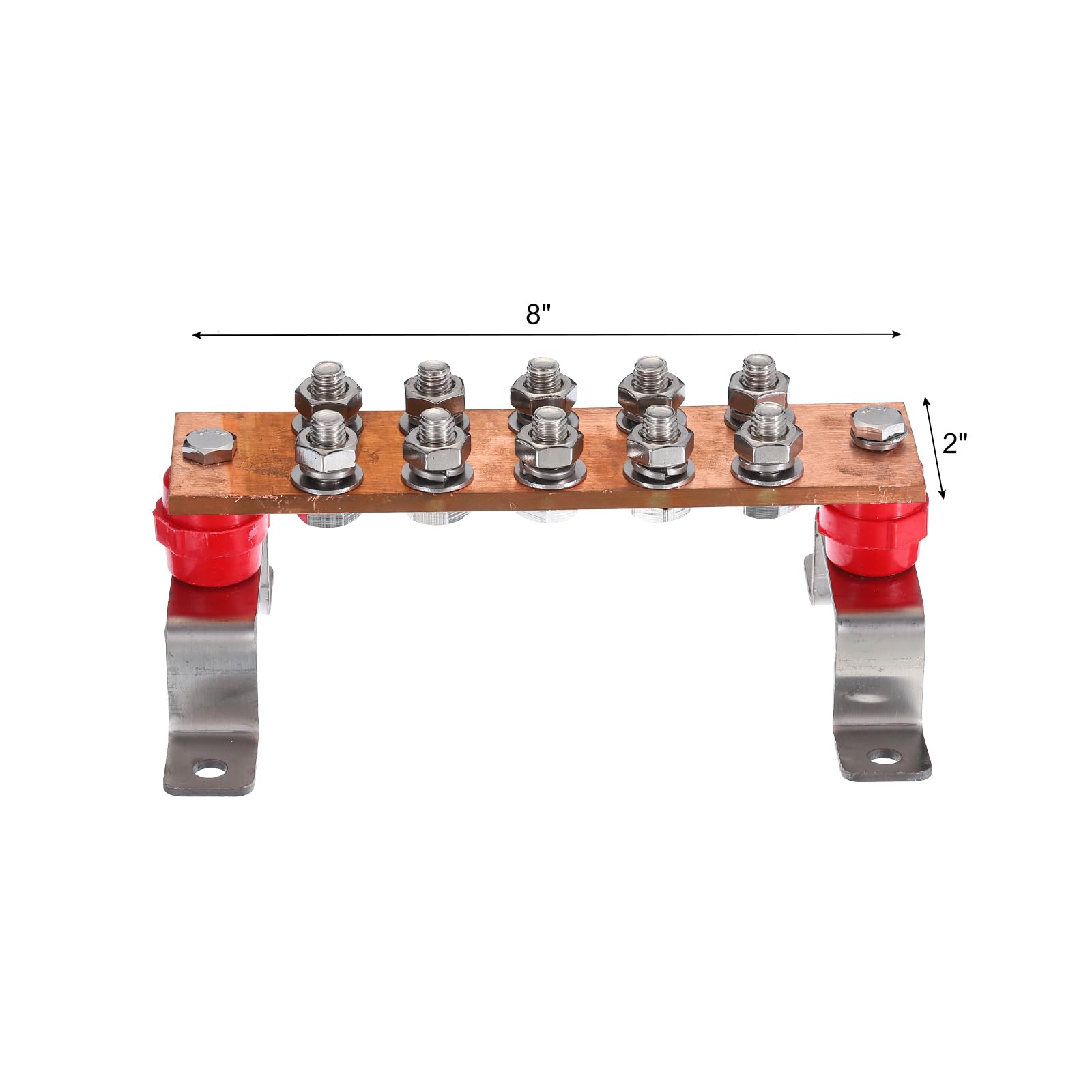 uxcell 1 Set Wall Mounted 8" x 2" x 1/4" Copper Ground Bar with 10 Terminal Positions Ground Bar Kits - Image 2