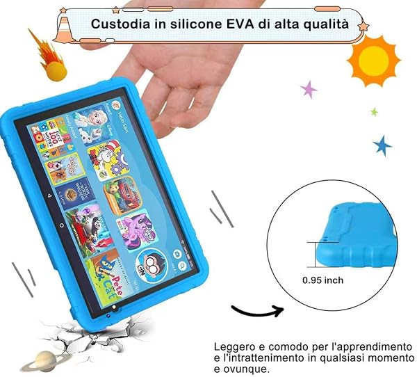 fezawio Tablet 10 pollici, Android 14 tablets, Octa-Core, 22 + 128GB (TF 1TB), Controllo Parentale, 8000mAH, Widevine L1, 5G WiFi6, BT 5.0, 5+8MP, EVA custodia protettiva resistente agli urti.(blu) - 3
