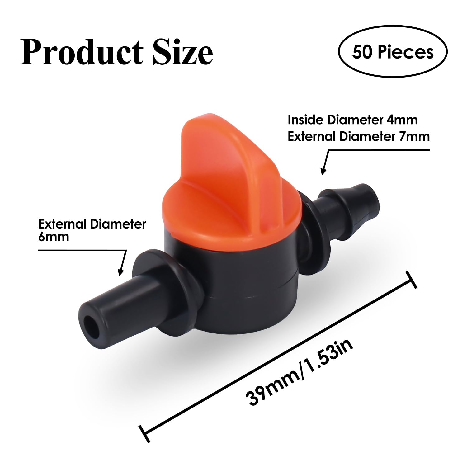 50 St Droppbevattningsventil 4/7 Mm Ytterdiameter 6