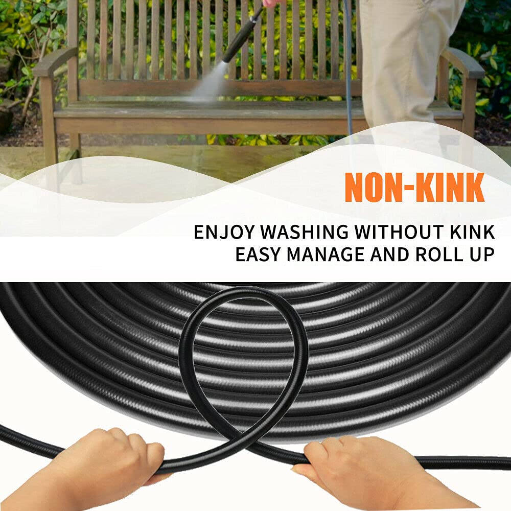 YUET Tuyau Déboucheur de Canalisations 10M/33FT pour Nettoyeur Haute Pression Karcher K2 K3 K4 K5 K7 et Lavor, 3200 psi 220 Bar, Sonde de Débouchage Flexible Tuyau de Vidange avec Adaptateur