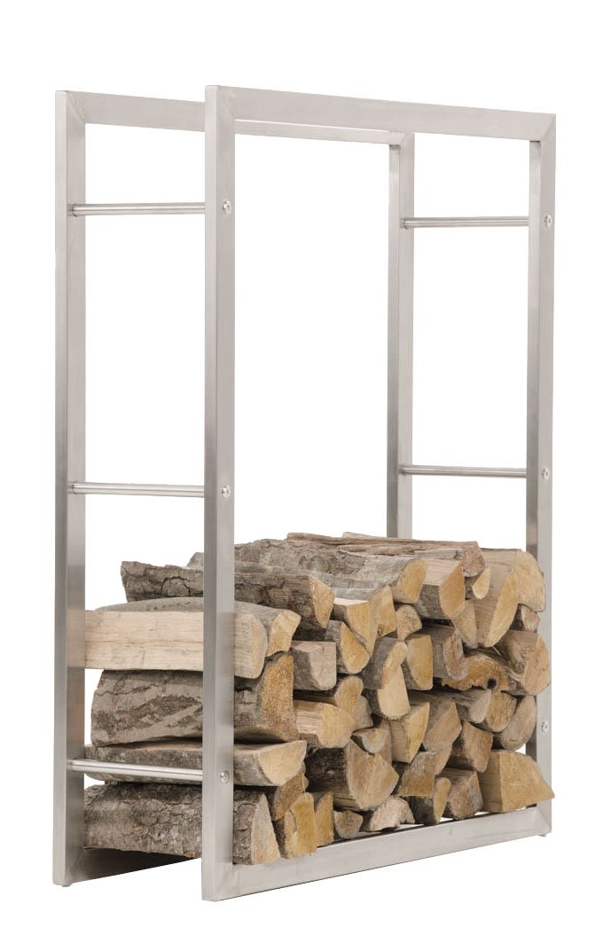 CLP Scaffale Legnaia Keri in Robusto Acciaio Inox per Camino I Portalegna da Interno per Caminetto I Supporto Legnaia Design Soggiorno, Dimensione:25x80x100 cm