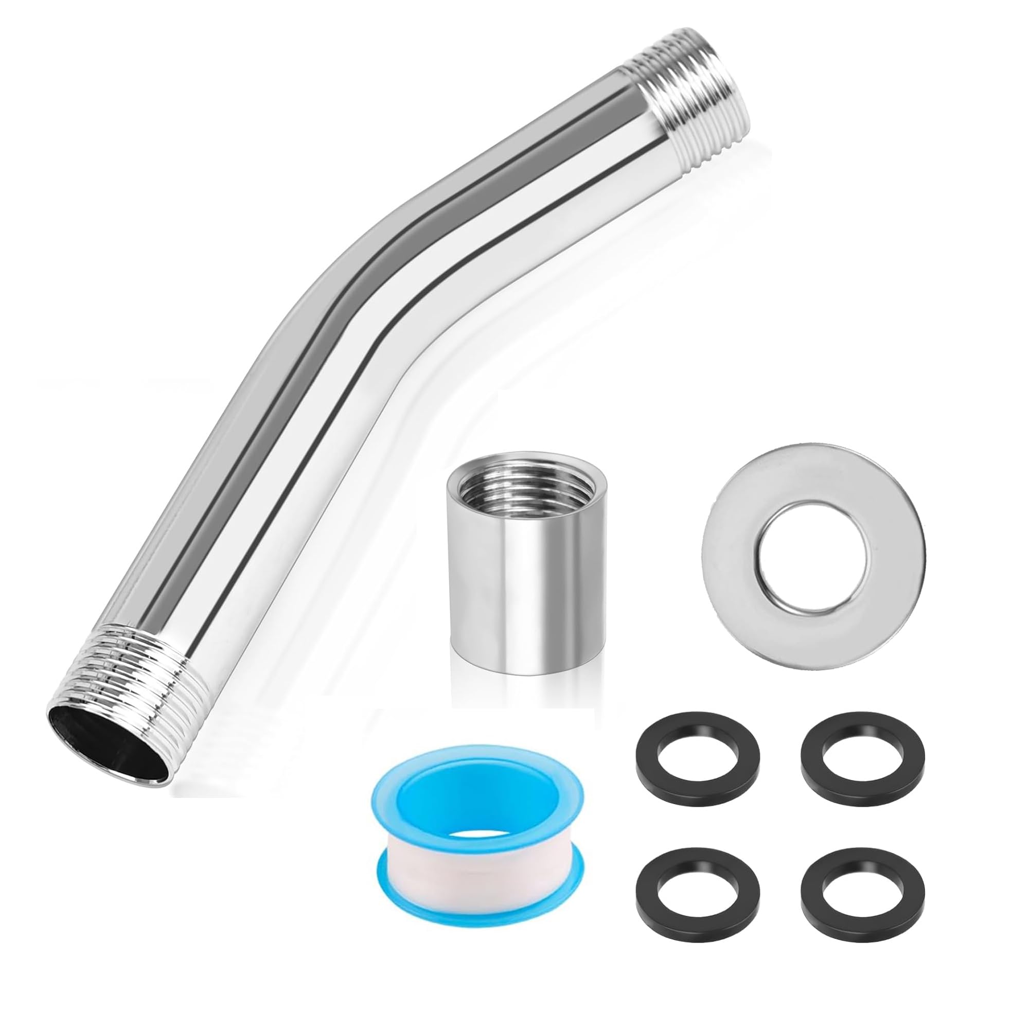 Tubo di Prolunga per Braccio Doccia 15 cm, Filettatura G1/2 Braccio Doccia in Acciaio Inossidabile, Prolunga Palmareper Doccetta, per Bagno Accessori da Bagno