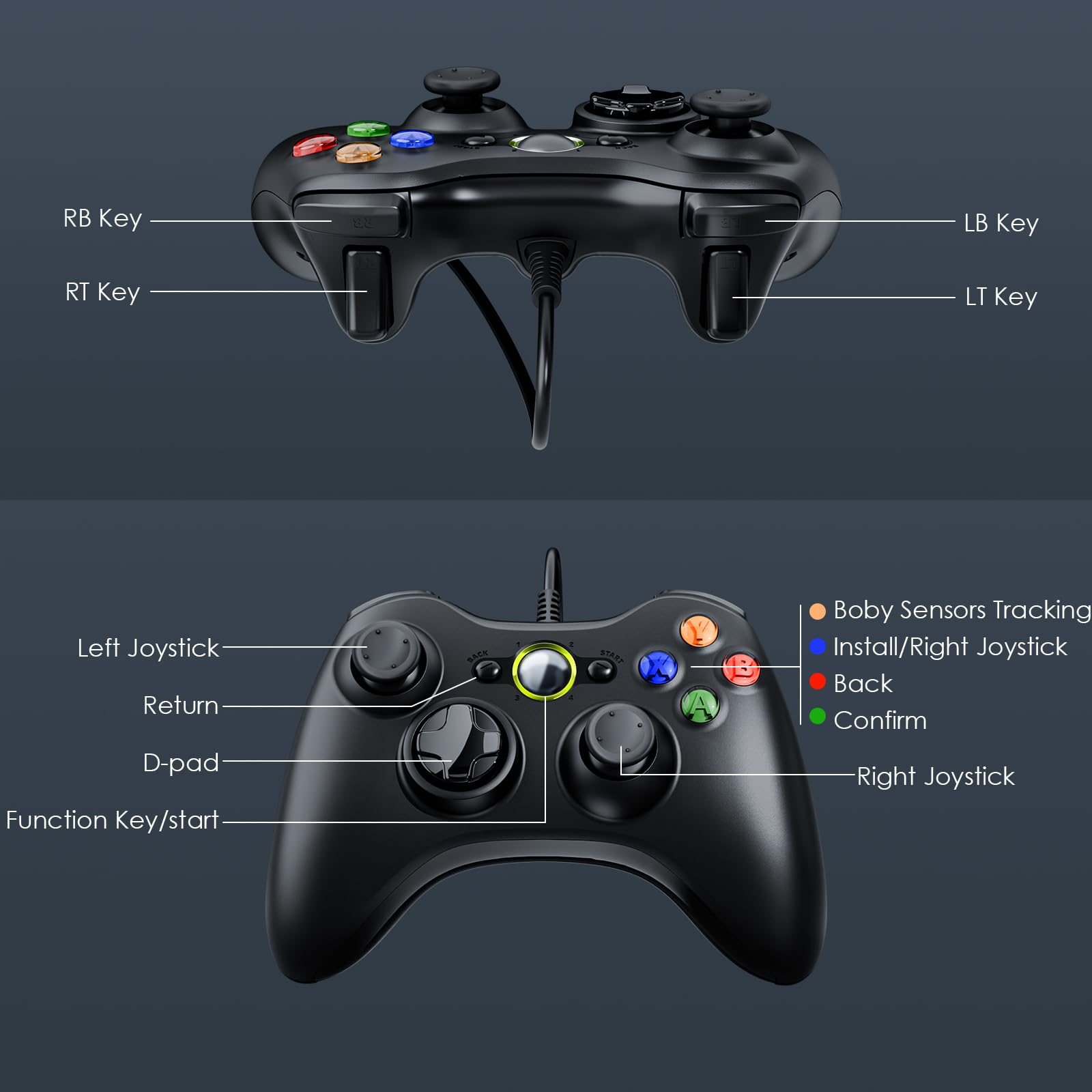 Gezimetie 2 Pack Manette Xbox PC Joystick, Xbox 360 de Connection USB - Double Vibration - Idéal pour Vos Sessions de Jeux sur PC (Windows7/8/8.1/10/11/XP/Vista)