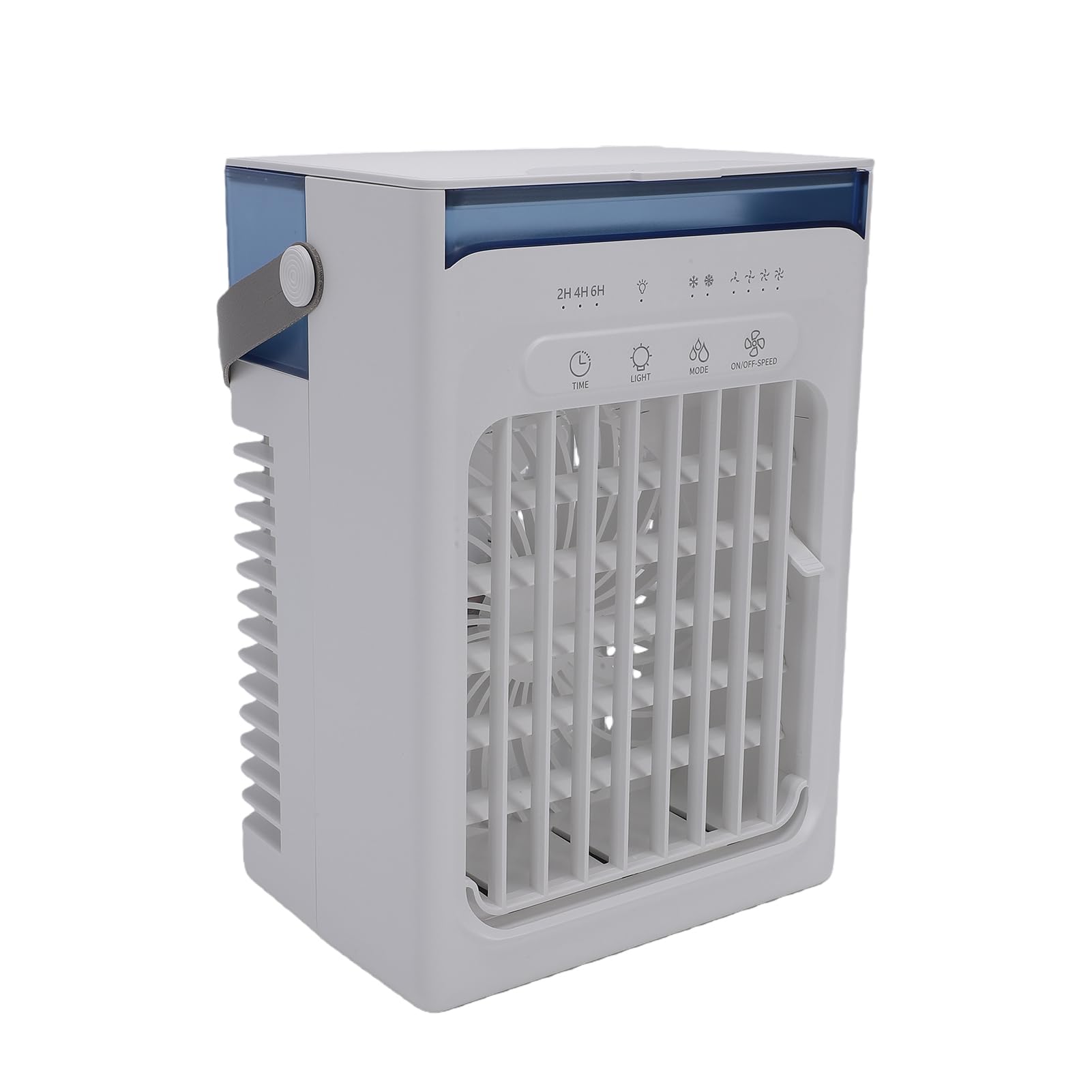 Generic Raffrescatore Evaporativo Portatile, Ricaricabile Tramite USB | Serbatoio dell'acqua da 1000 ml, 4 velocità del , timer 1-4 ore, luce ambientale RGB, ventola di raffreddamento ad aria