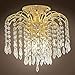 Waterfall Design 3 Light 12" Gold Flush Mount with Clear European Crystals