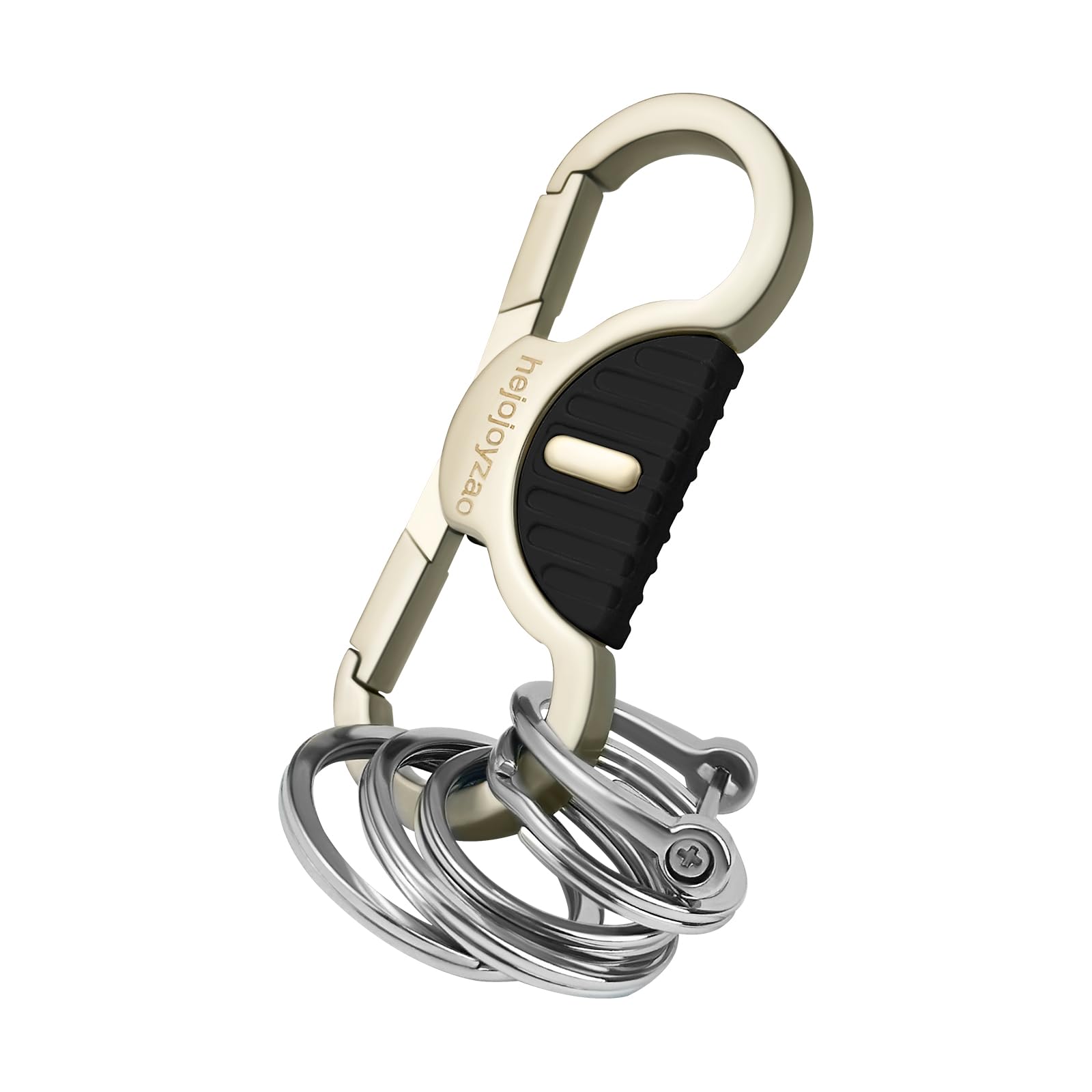 hejojoyzao Heavy Duty Keychain with Quick Release Double Carabiner Clip, Key Rings, D Ring, Car Key Holder for Belt Loop