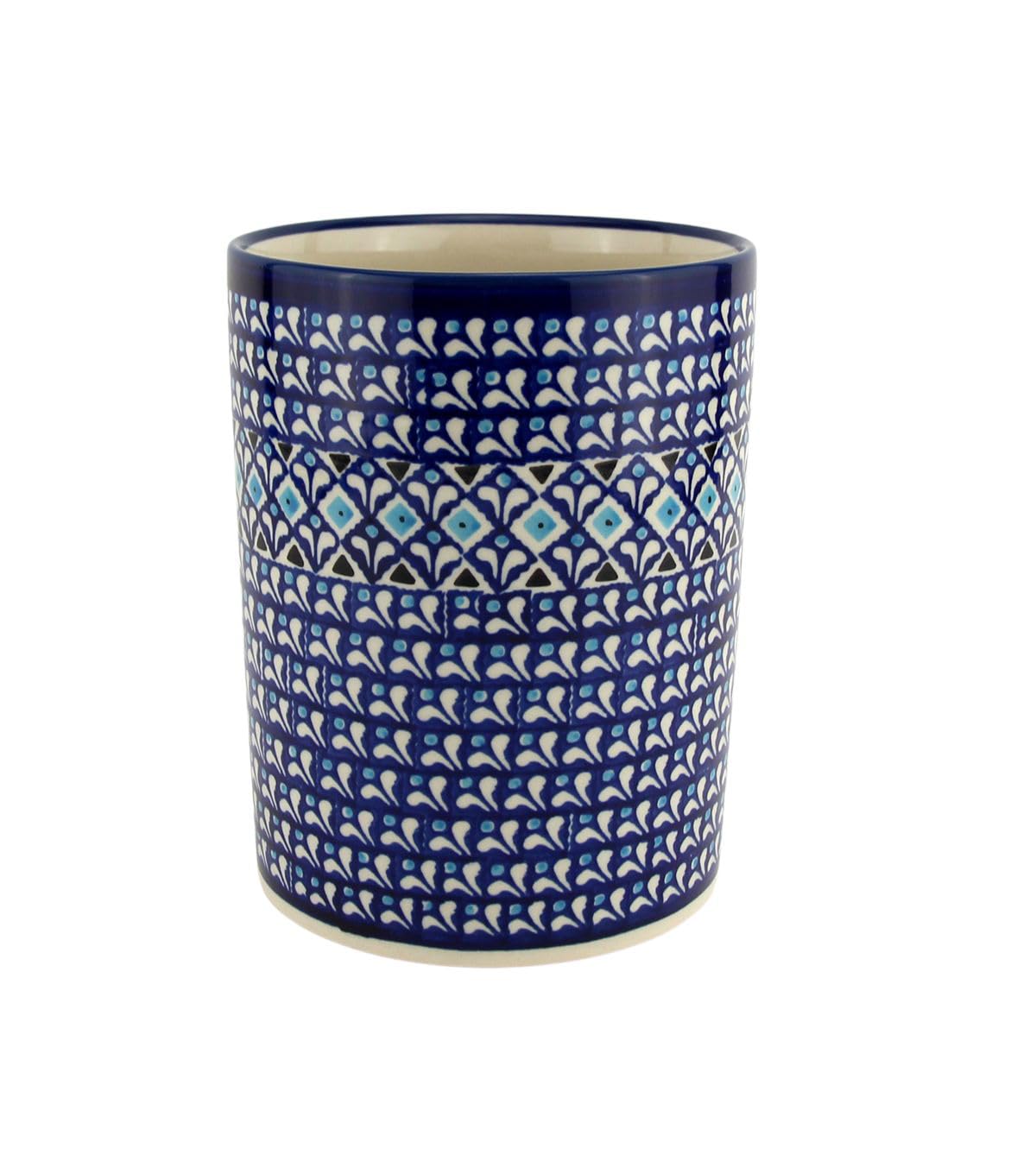 Polish Pottery Market Utensil Holder From Zaklady Ceramiczne Boleslawiec #832-217a Pattern, High: 7