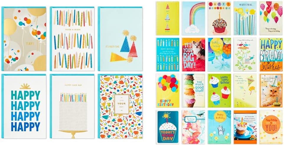 Hallmark Birthday Cards Assortment (Party Time, 36 Cards) + Hallmark Birthday Cards Assortment (Refill Pack for Organizer, 20 Cards)