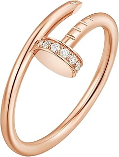 BUENAVO Men's Love Ring, Rose Gold Plated Brass Zircon Fashionable Jewelry, Wedding, Birthday, Gift, Valentine's Day, Best Gift For Couples' Anniversary, Rose Gold Nail Ring For Women Size 9