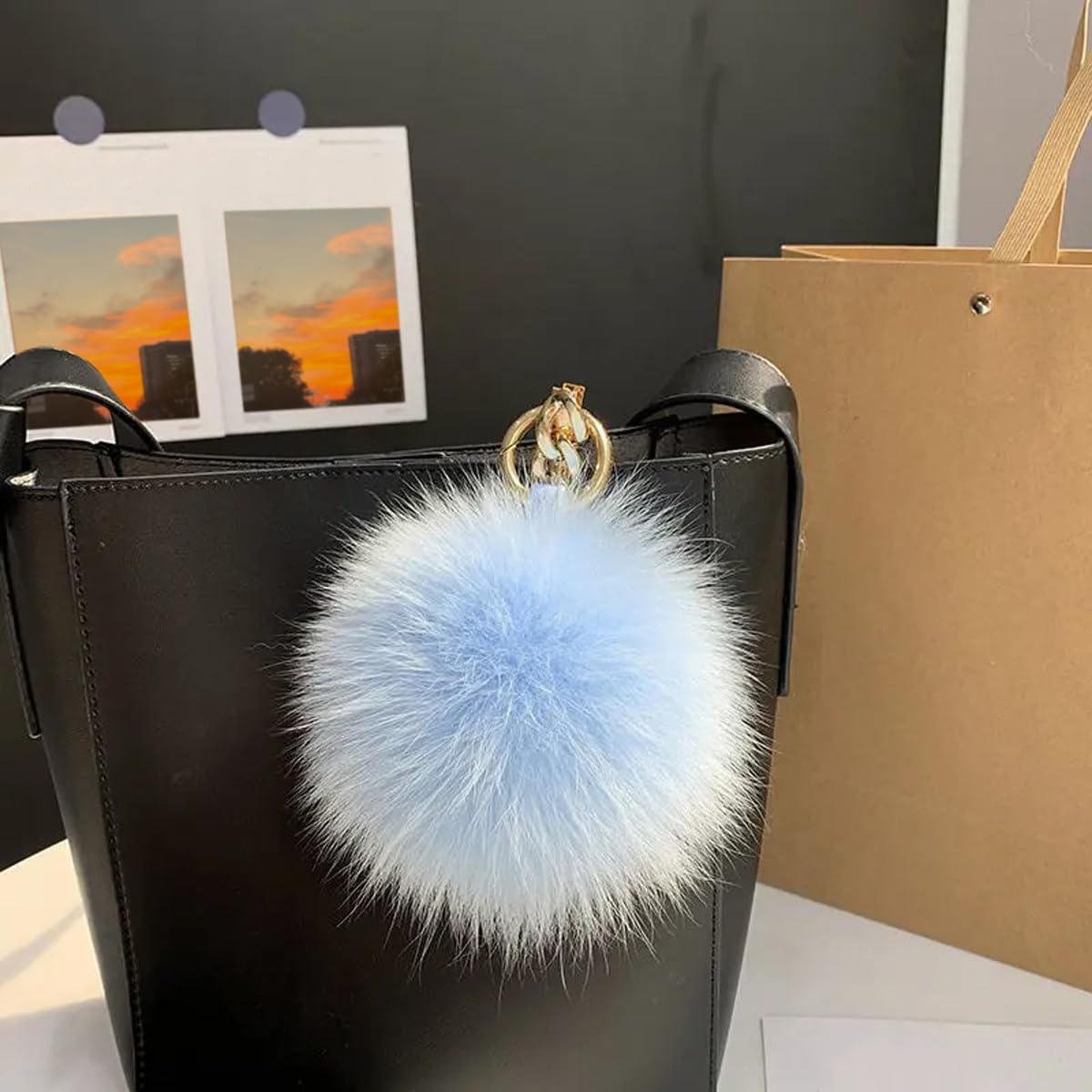 Llavero de bola de lujo, llavero esponjoso para mujer, elegante dije para bolso, regalo de joyería