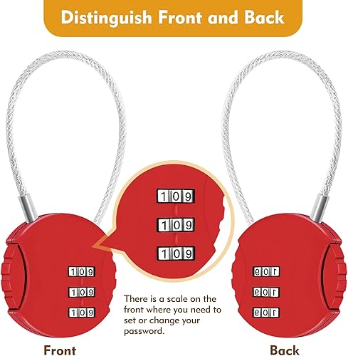 Miniatura 6 de Candado de combinación de 6 unidades, 3 dígitos para exteriores, mini candado de combinación impermeable para cerradura de gimnasio escolar, mochila