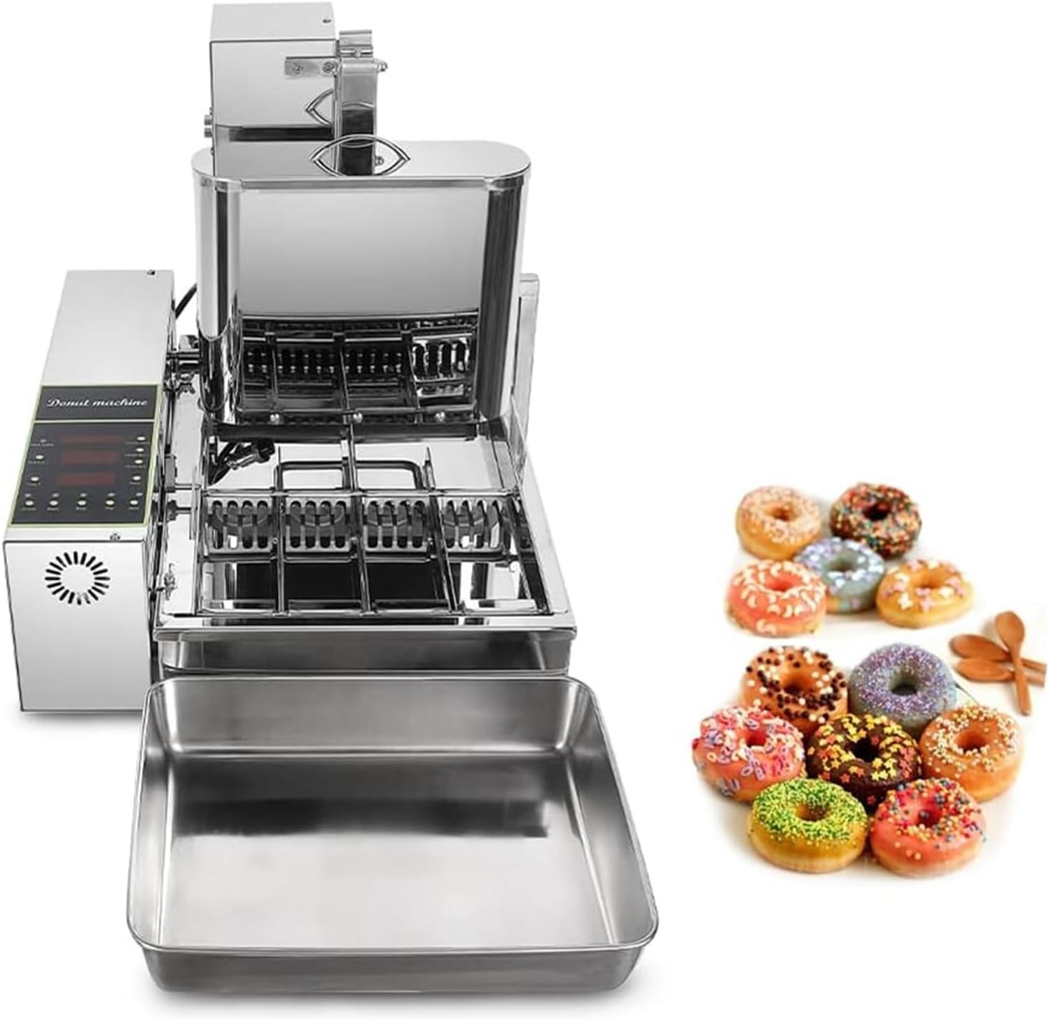 Commercial Automatic Donut Maker Machine - 4 Rows, 5.5L Hopper, Adjustable Thickness, Perfect for Doughnut Production, Easy to Use, Ideal for Bakeries and Cafes