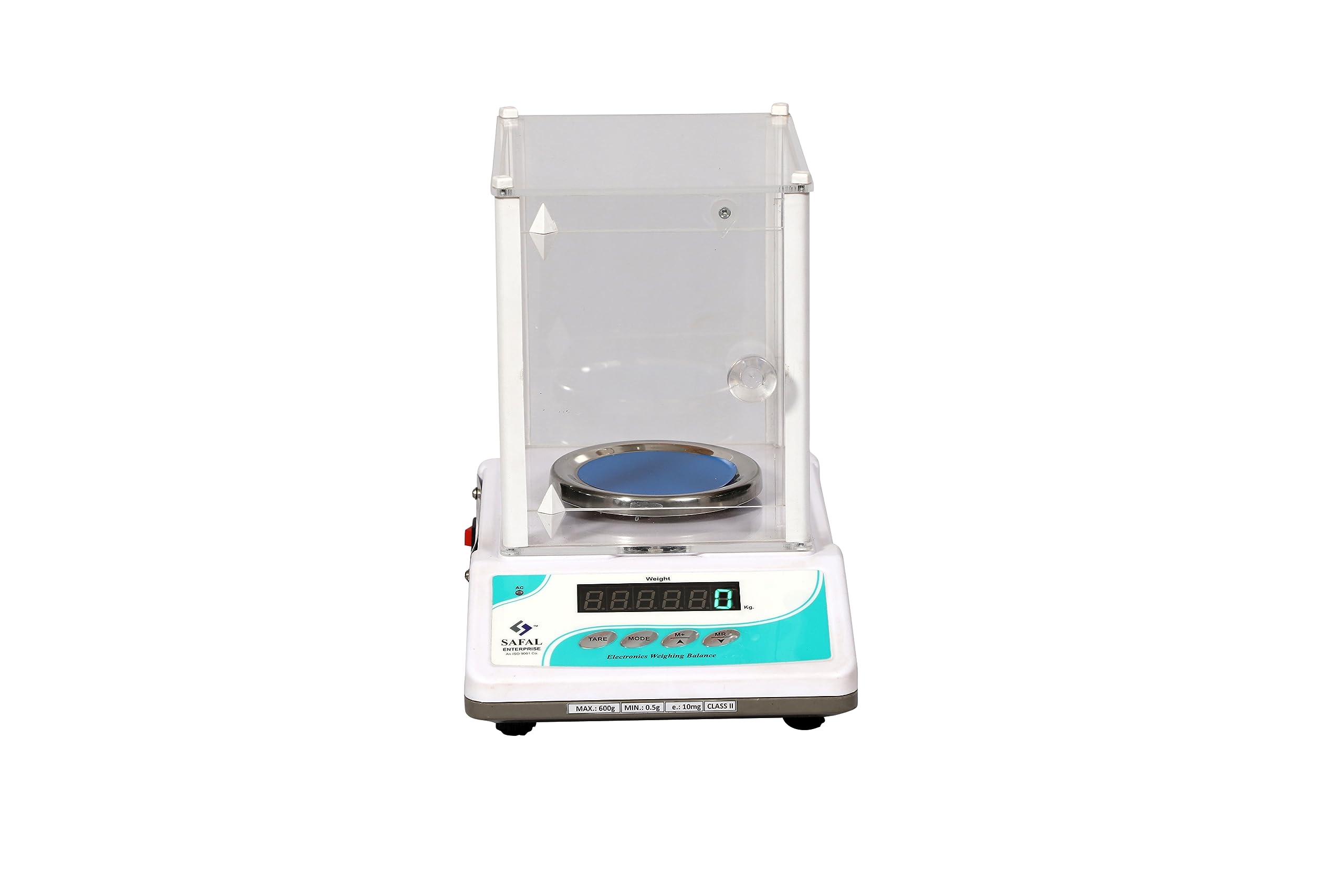 SAFAL 600g x 10mg Weight Measurement Scale with wind shield, F/B Green Digital Display, for Jewellery, Laboratory use