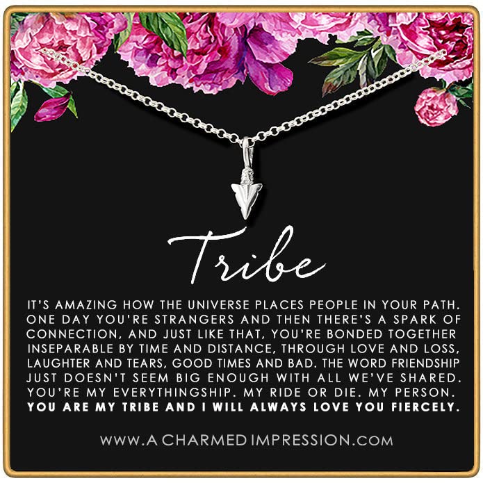 A Charmed Impression | Silver Arrowhead Necklace - Best Friend Tribe Soul Sister Gift - Handcrafted 925 Sterling Silver Friendship Jewelry