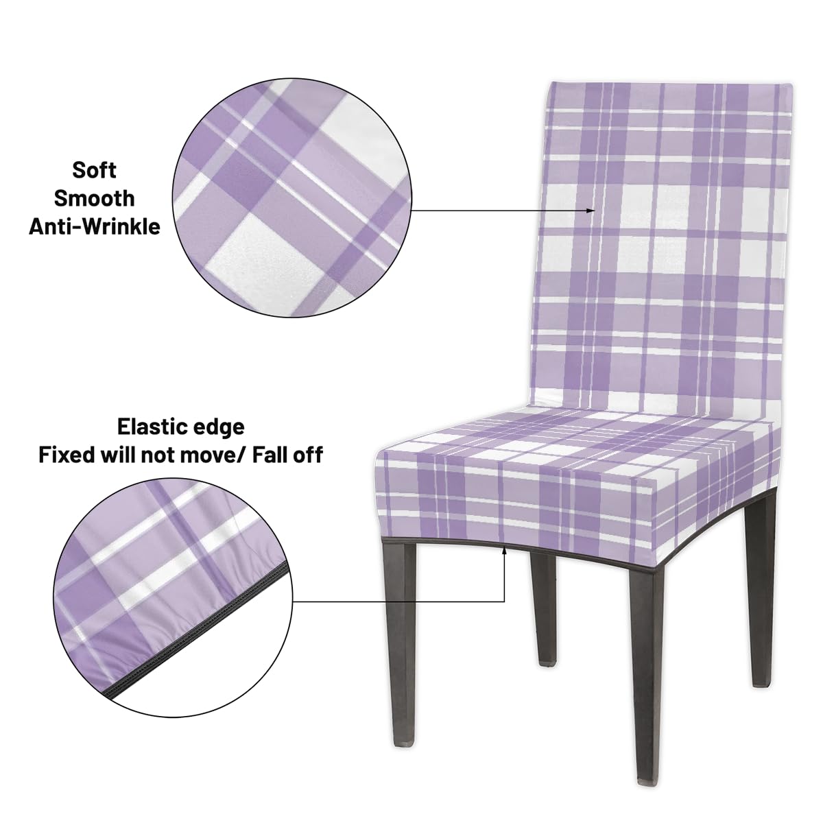Mexpekil Set di 6 coprisedia elasticizzati per sala da pranzo, lavabili, per cucina, matrimoni, feste, colore: viola e bianco