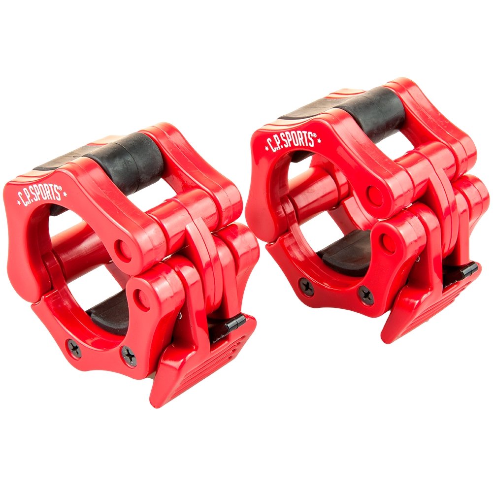 C.P. Sports G44 + G36 - Bilanciere curl con ferma dischi rossi, diametro: 50 mm, barra EZ per allenare i bicipiti