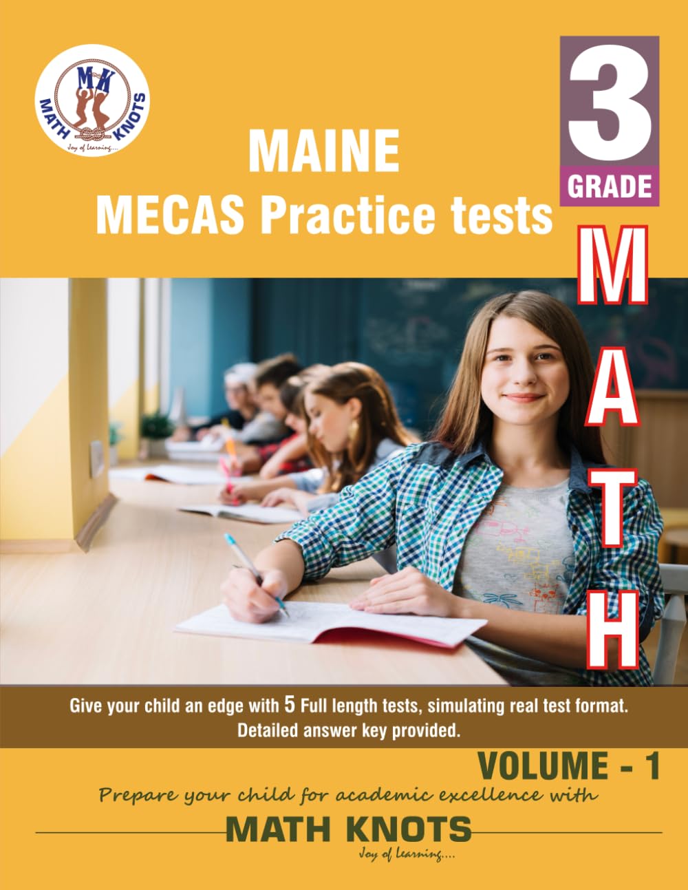 MAINE State (MECAS) , 3rd Grade MATH Practice Tests ,Volume 1
