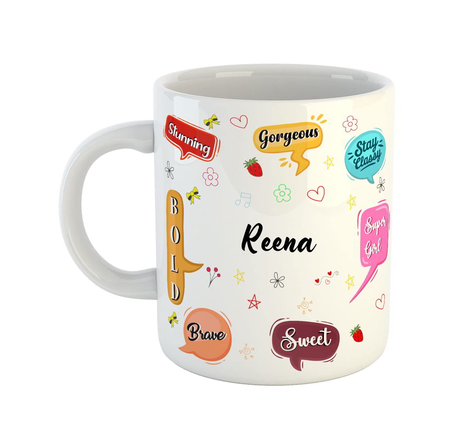 ASHVAH Personalised Reena Name Coffee Mug for Girls - Best Birthday Gift for Daughter, Sister, Girlfriend, Wife, Return Gift - Color - White, Name -Reena