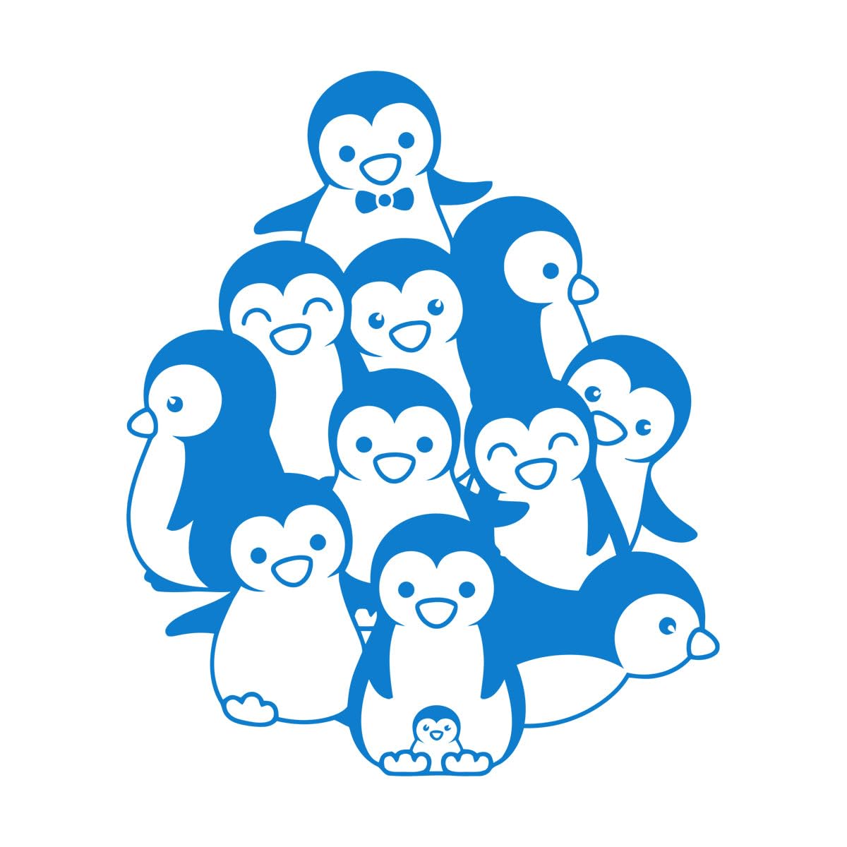 Penguins Baby Animals Nursery Kids Wall Decals PVC 54x67.2cm Do not Damage the wall Surface Large Blue