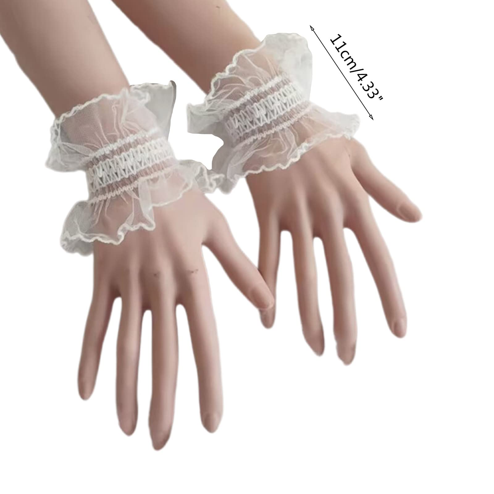 Lot De 2 Paires De Faux Poignets Amovibles Pour Femme - Blanc - Accessoire élégant Pour Pulls Et Chemises