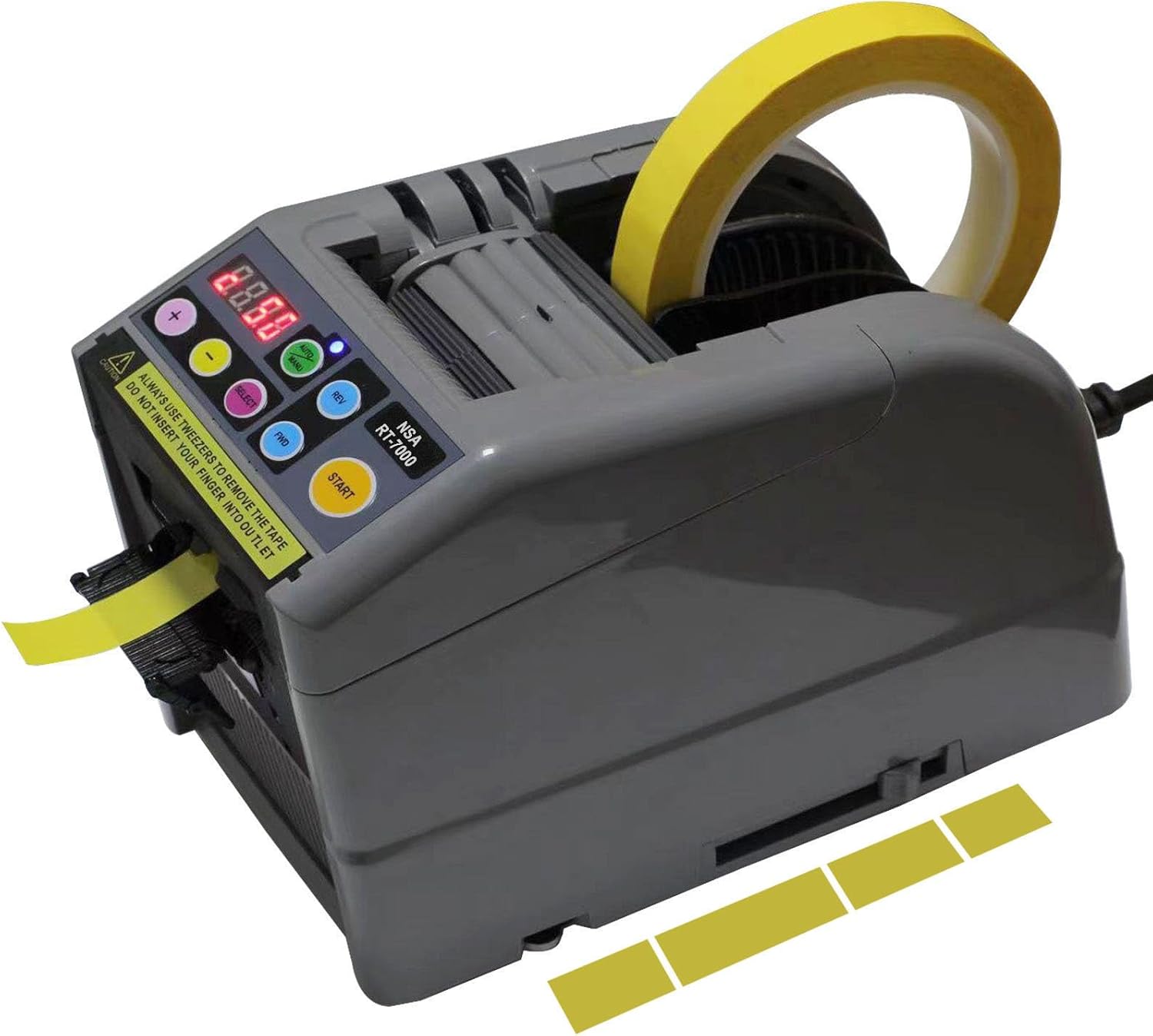 RT-7000 Automatic Sticky Tape Dispenser Loop Mode to Set Up 6 Different Tape Length and Memory Cutting in Circle/Cutting with Light Trace/Nallow Tapes Good Cutting Effiency Too