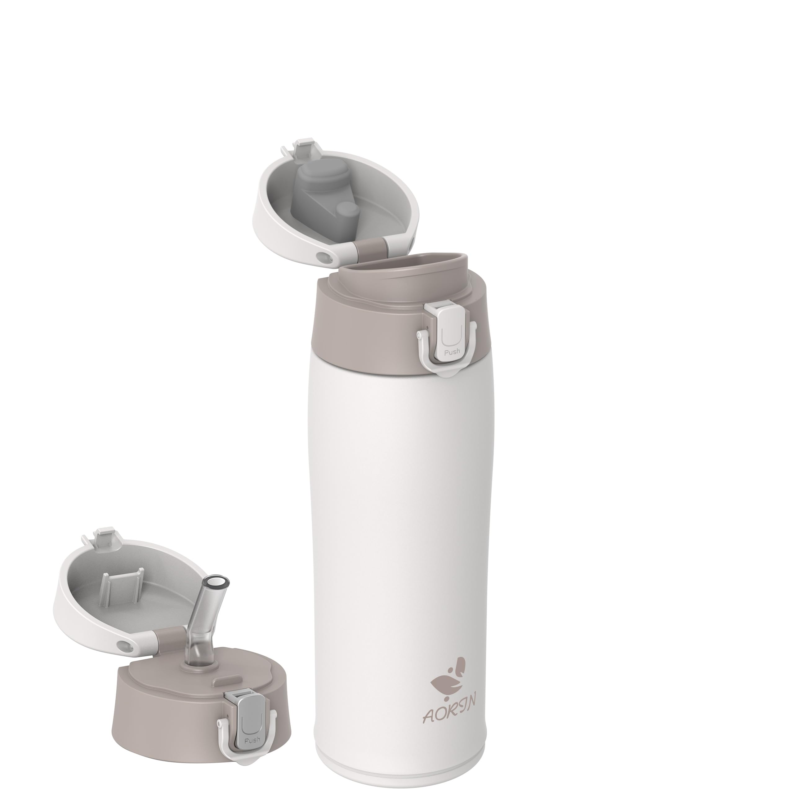 AORIN Botella Agua Acero Inoxidable 18/8 con 2 Tapas, 500ml Botella Agua Niños, Botella Térmica Anti-Fugas, Botella Gimnasio, Termo sin BPA para Deportes, Exterior, Viajes y Escuela — view 31