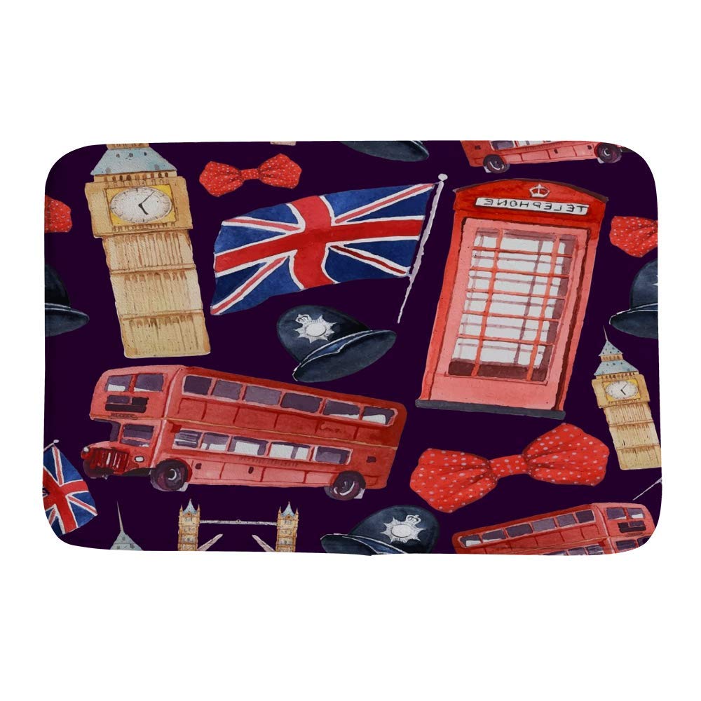 Tapis de salle de bain à carreaux rouges 91x61 cm lavable