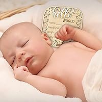 Vista 6 de Letrero de anuncio de madera con texto en inglés «Hello World» para recién nacido, letrero de anuncio de nacimiento de bebé, letrero de anuncio
