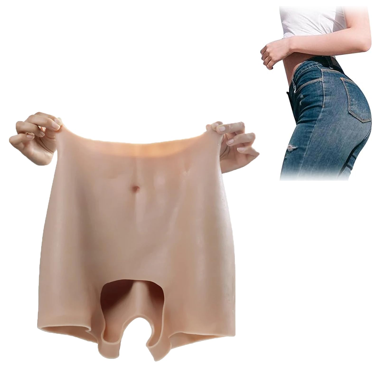 Bragas Realistas De Silicona con Entrepierna Abierta para Mujer, Calzoncillos Tipo BóXer con Control Moldeador Acolchado De Cadera para Cosplay,Color 3,M