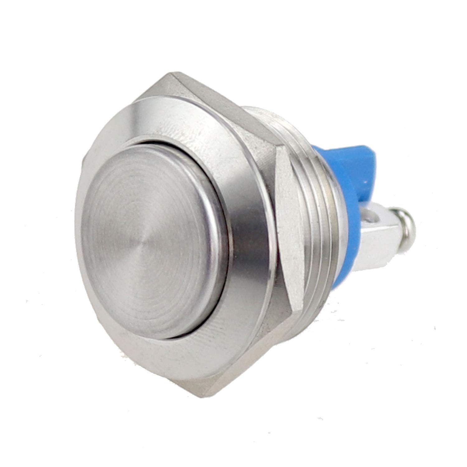 5pcs 19MM Domed Momentary Push Button Switch 36V Without LED, Waterproof Marine Push Button Wire Socket Plug, for Marine and Car (Domed, 19mm)