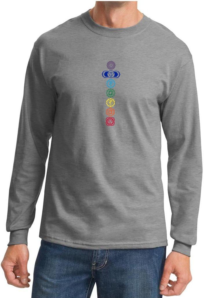 A&E Designs Mens Yoga T-Shirt 7 Colored Chakras Long Sleeve Shirt