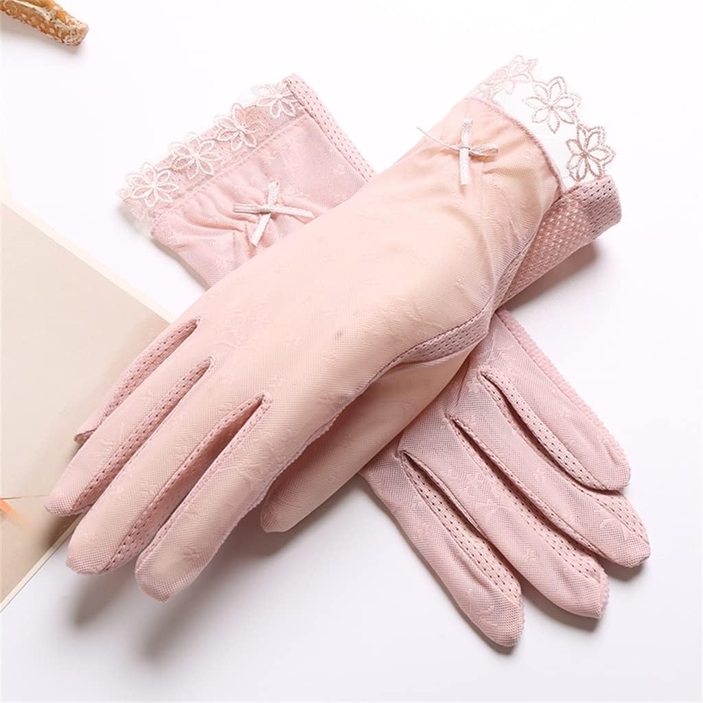 Touch Screen Spring, Autumn and Women Driving and Riding Thin Lace Short Five-Finger Gloves