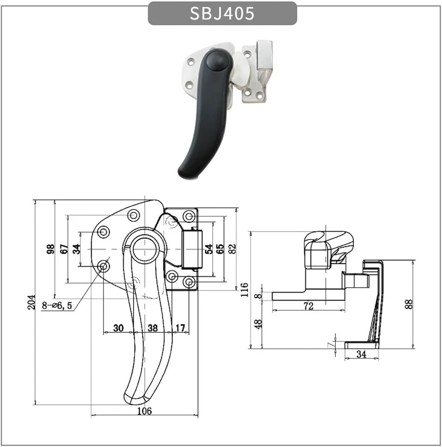 Stainless Steel High and Low Convex Door S-Type Rotating Sealed Handle Industrial Mechanical Cabinet Door Handle 1Pcs(R)