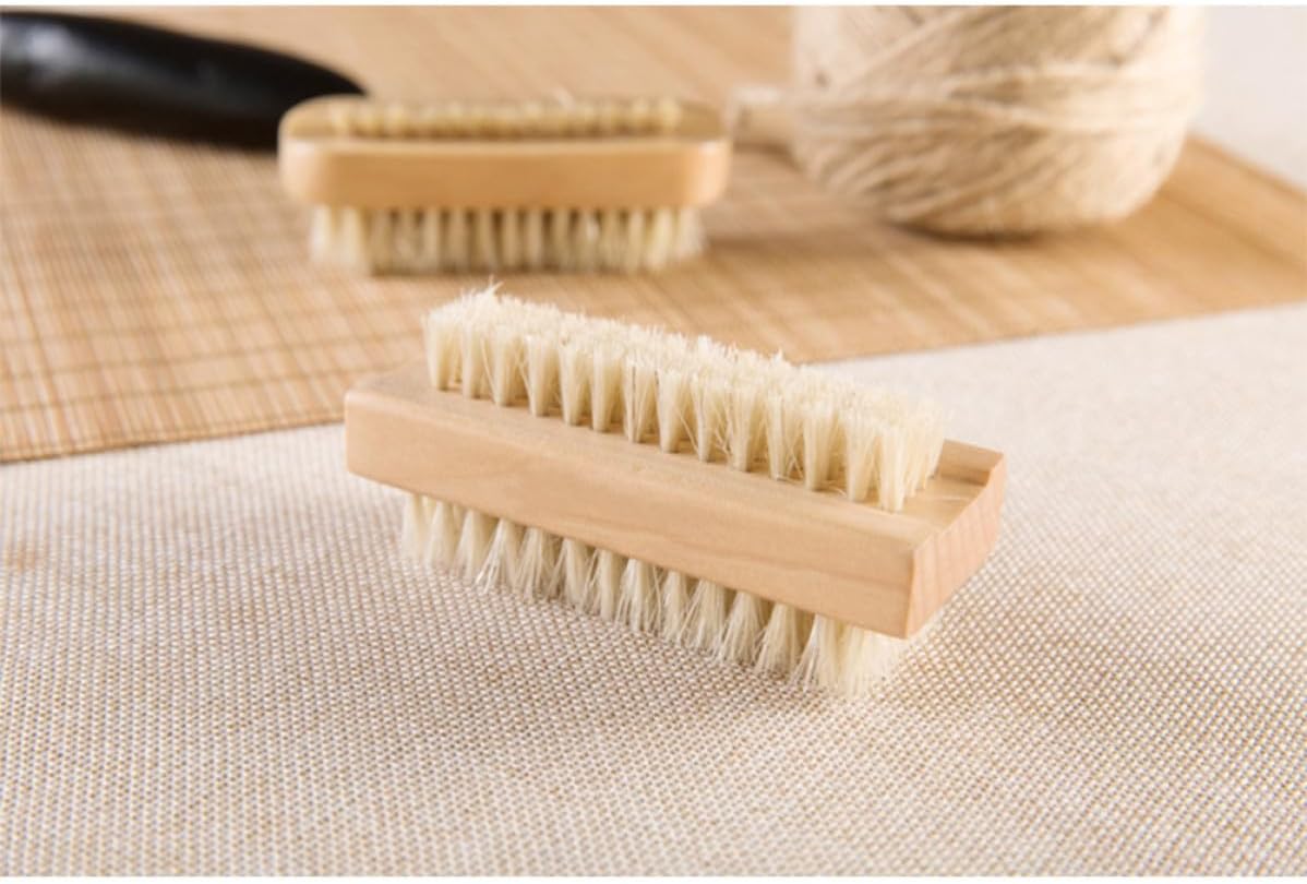 Wood Cleaning Brush with Lotus Wood Handle 5 Pcs Gentle Exfoliation with Pig Mane Bristles Stiff Bristle Nail Brush and Sturdy Design for Effective Cleaning for Home Use