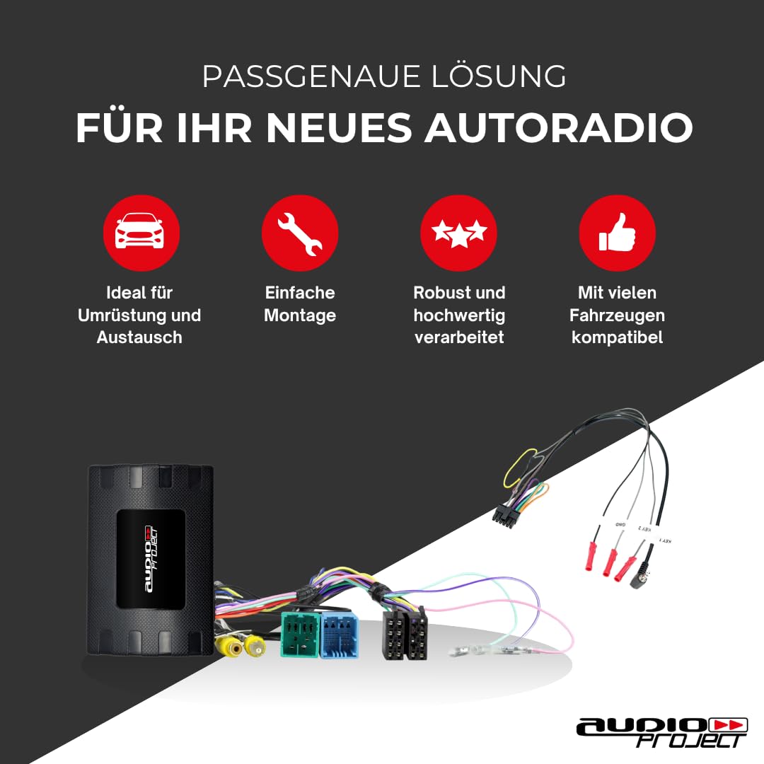 Audioproject A400.3-19 - CAN Bus Adapter + Basis Lenkradfernbedienung für FIAT Ducato 8 ab 2021 mit 5 Zoll 7 Zoll oder 10 Zoll für Autoradio Pioneer Kenwood JVC Alpine u.a.