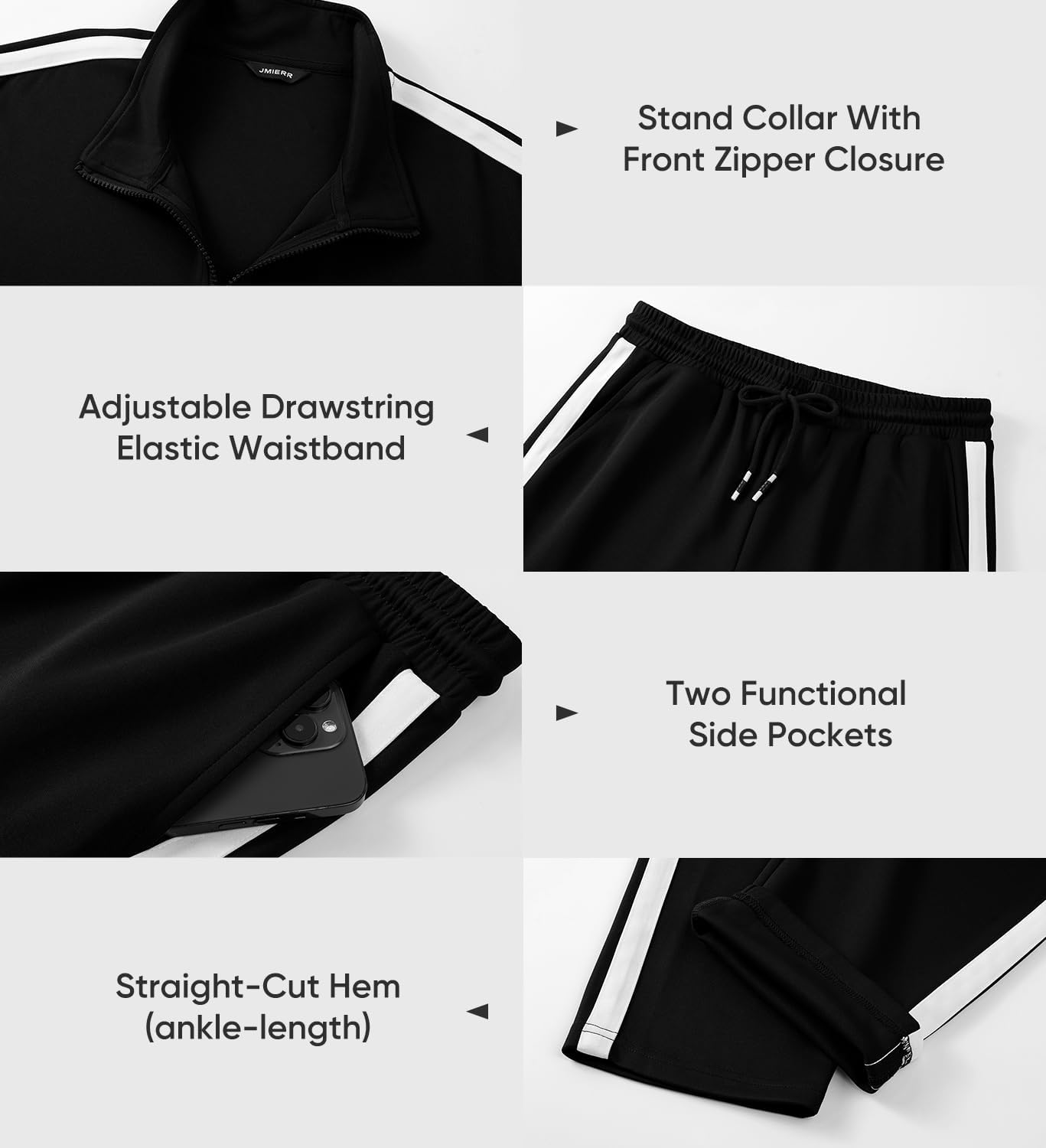 JMIERR Men's Track Suits Sweatsuits 2 Piece Full Zip Sports Outfits Set Sweatshirt and Joggers Sweatpants - Image 3