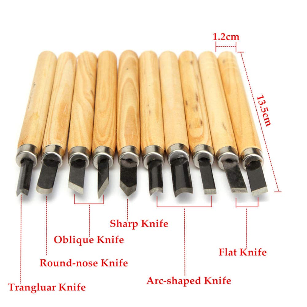 Narzędzia Rzeźbiarskie Dłuta Do Drewna Narzędzia Rzeźbiarskie Dłuto 10 Sztuk Manual Drewno Carving Hand Dutór Zestaw Narzędzi Dłuta Zestaw Wysokiej Stali Węglowej Stolarzy Drewna Dłuto Z Drewnianą Rąc