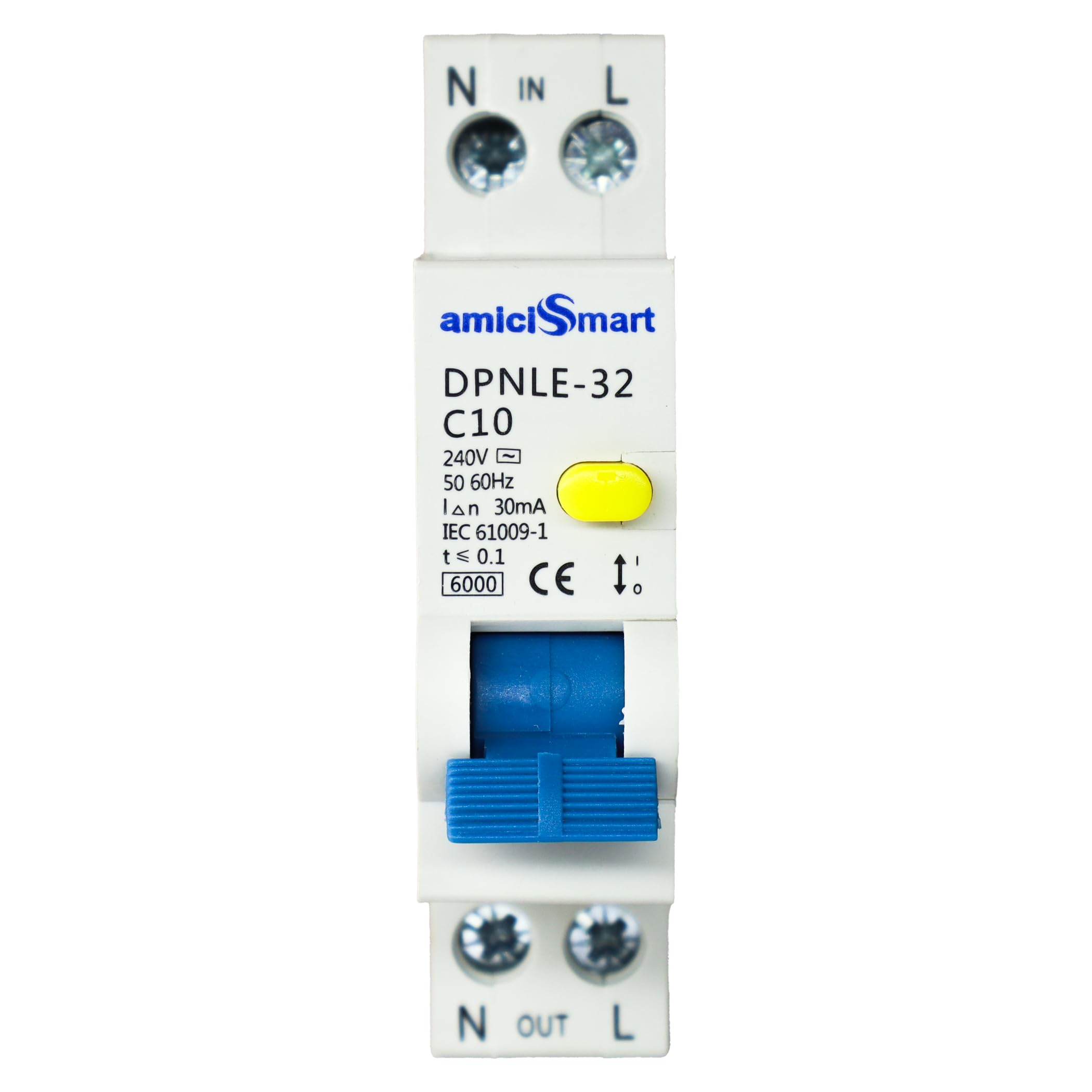 amiciSmart 10A Single Module Circuit Breaker with Over Current, Short-Circuit and Leakage Protection, Shock Proof,220VAC-image-7
