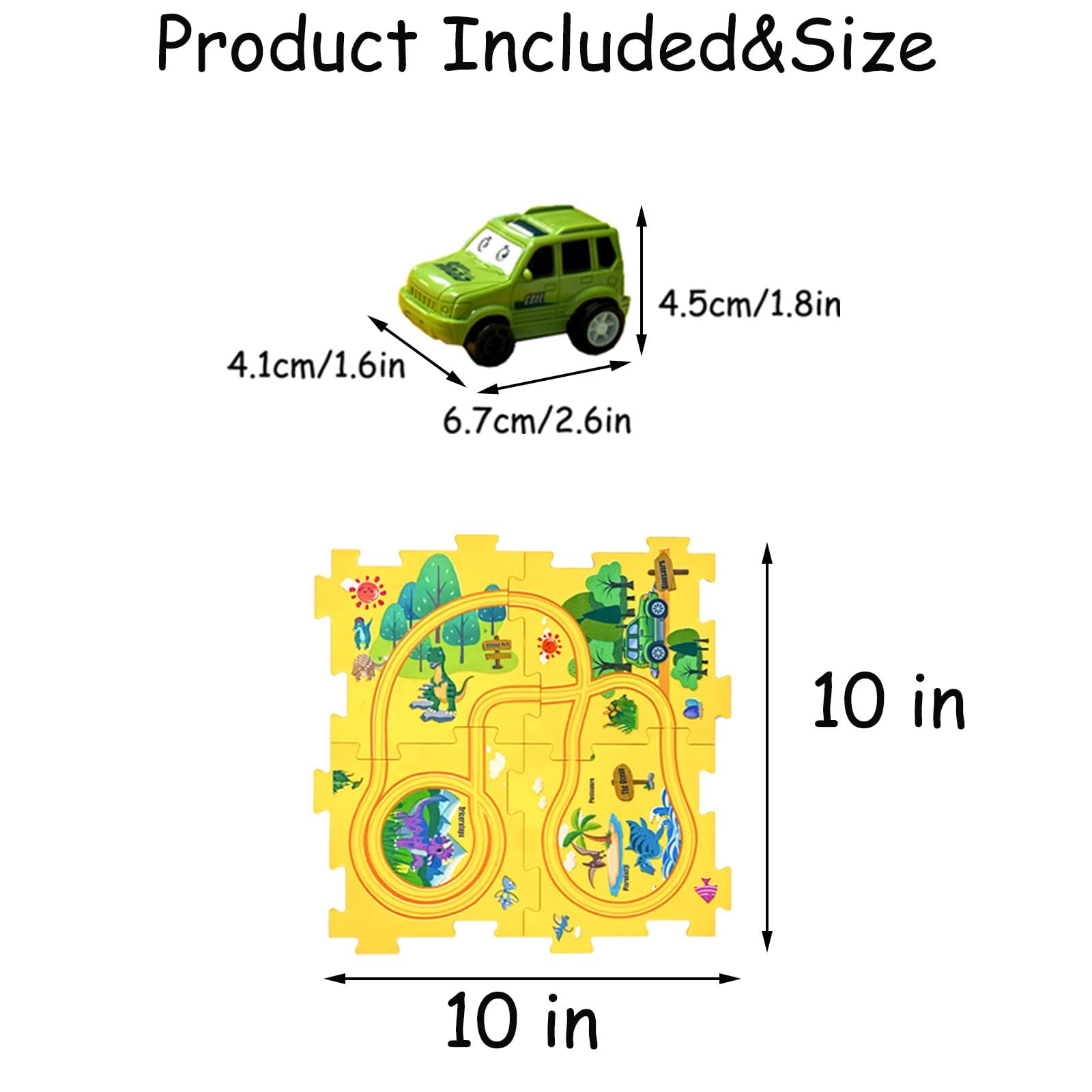 Puzzle Racer Kids Car Track Set for Kids, Educational Puzzle Racer Car Track Set for Kids 3 4 5 6 7 8 Year Old (Dinosaur, PCS, 25)