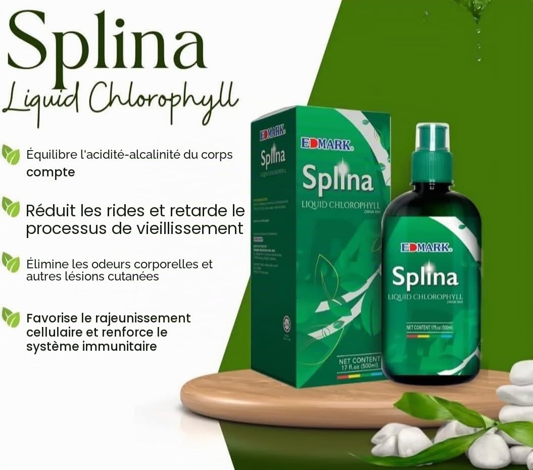 EDMARK Splina Chlorophylle liquide 500 ml – Équilibrant, nettoyant, nourrissant, rajeunissant – Vert