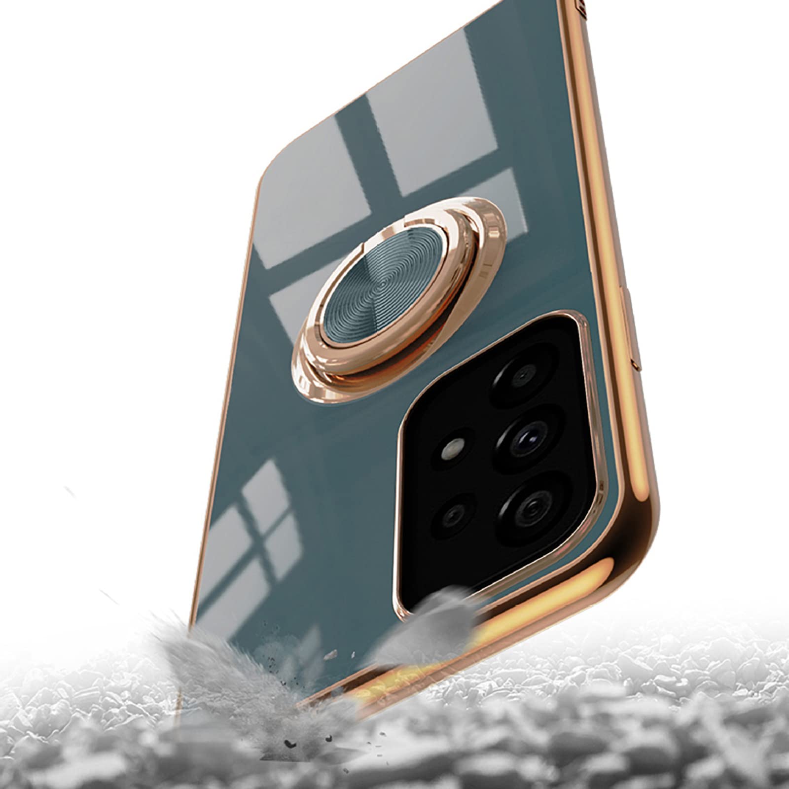 LTL Hülle für Samsung Galaxy S22/S22 Plus/S22 Ultra Galvanisierte Weiche Silikon-Schutzhülle mit 360 Grad Ring Ständer Magnetischer Autohalterung Handyhülle,Schwarz,S22 6.1"