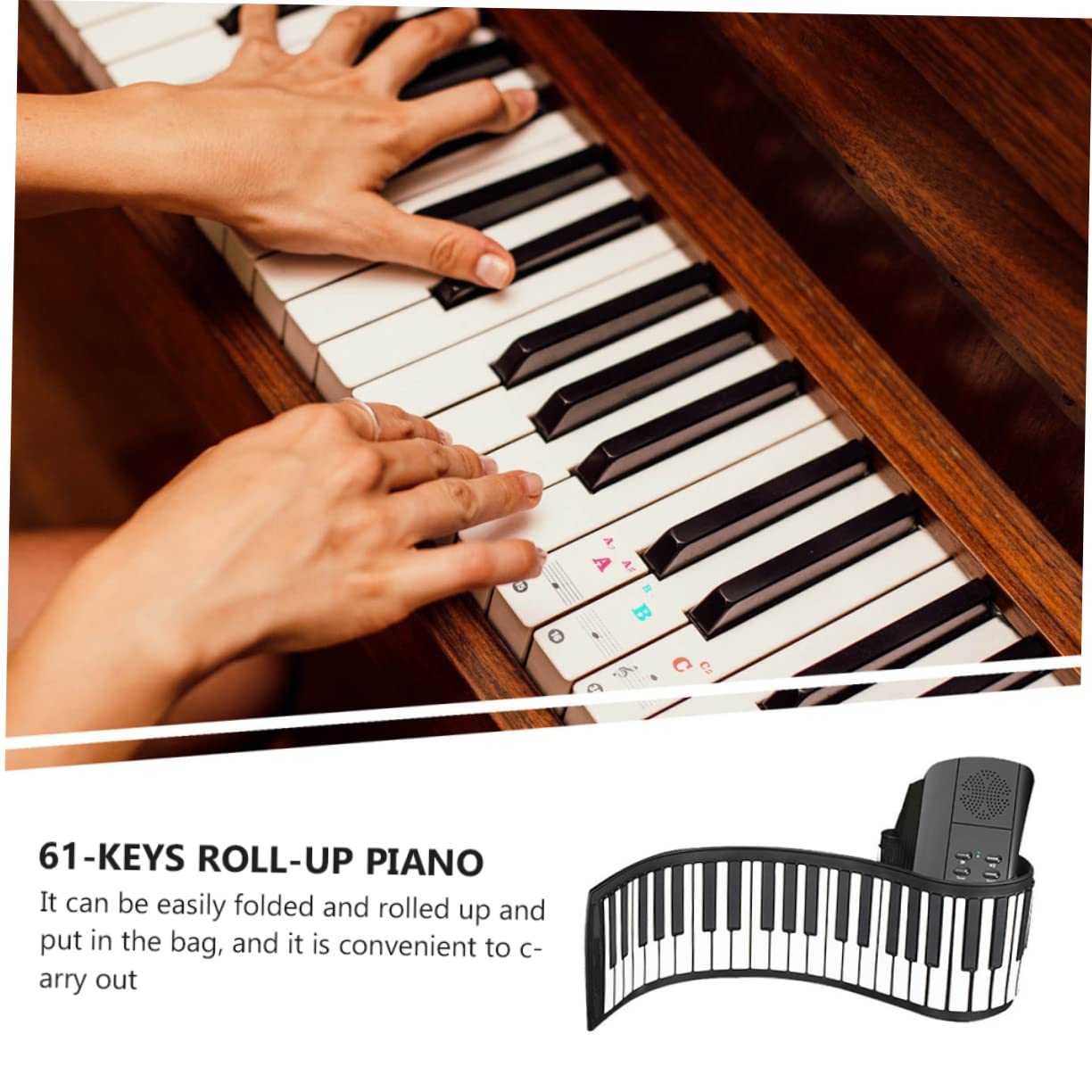 HEMOTON Rollo De Piano Teclado Plegable Piano Electrico Teclado De Plegable Para Adultos os Toldos Exterior Enrollables Electrónico Organo Electronico Gel De Sílice