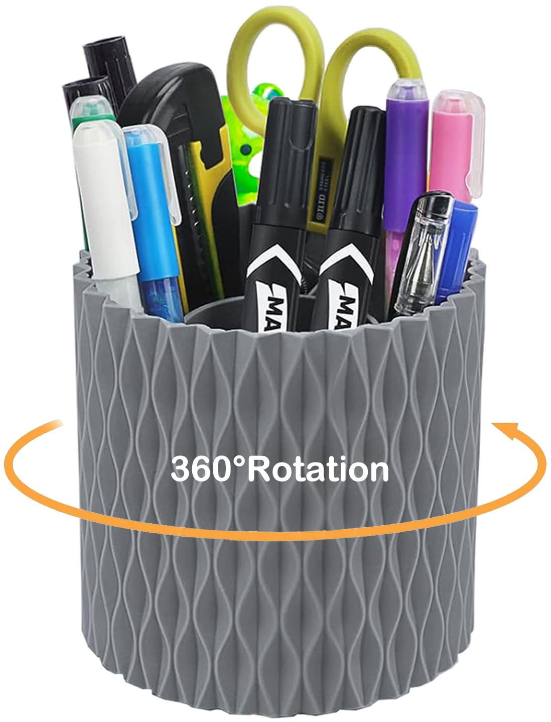 BPencil - Soporte para bolígrafos para escritorio, 5 ranuras giratorias de 360° para escritorio, organizador de suministros de papelería, bonito recipiente para lápices, oficina, escuela, hogar,