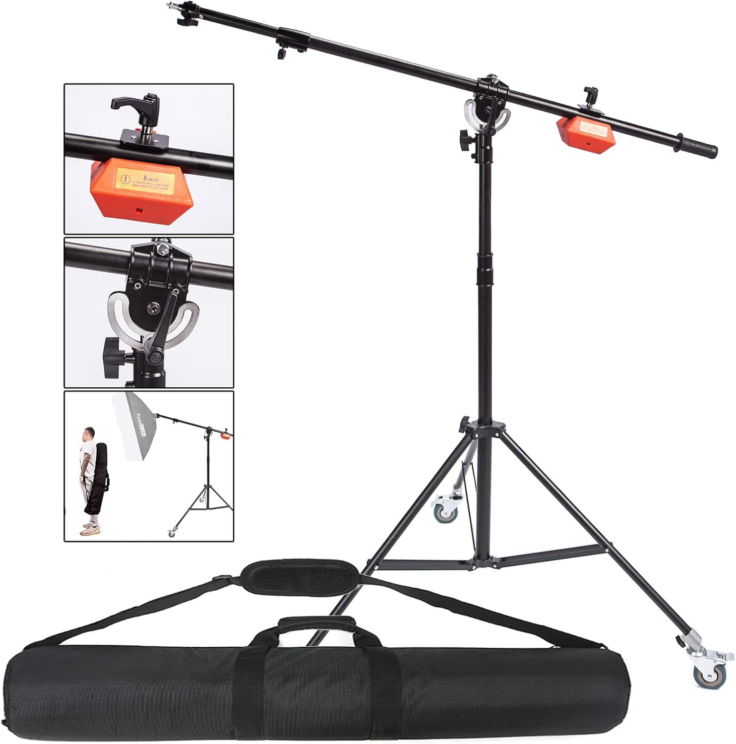 Buy Photo Studio Heavy Duty Boom Light Stand with Boom Arm, Spring