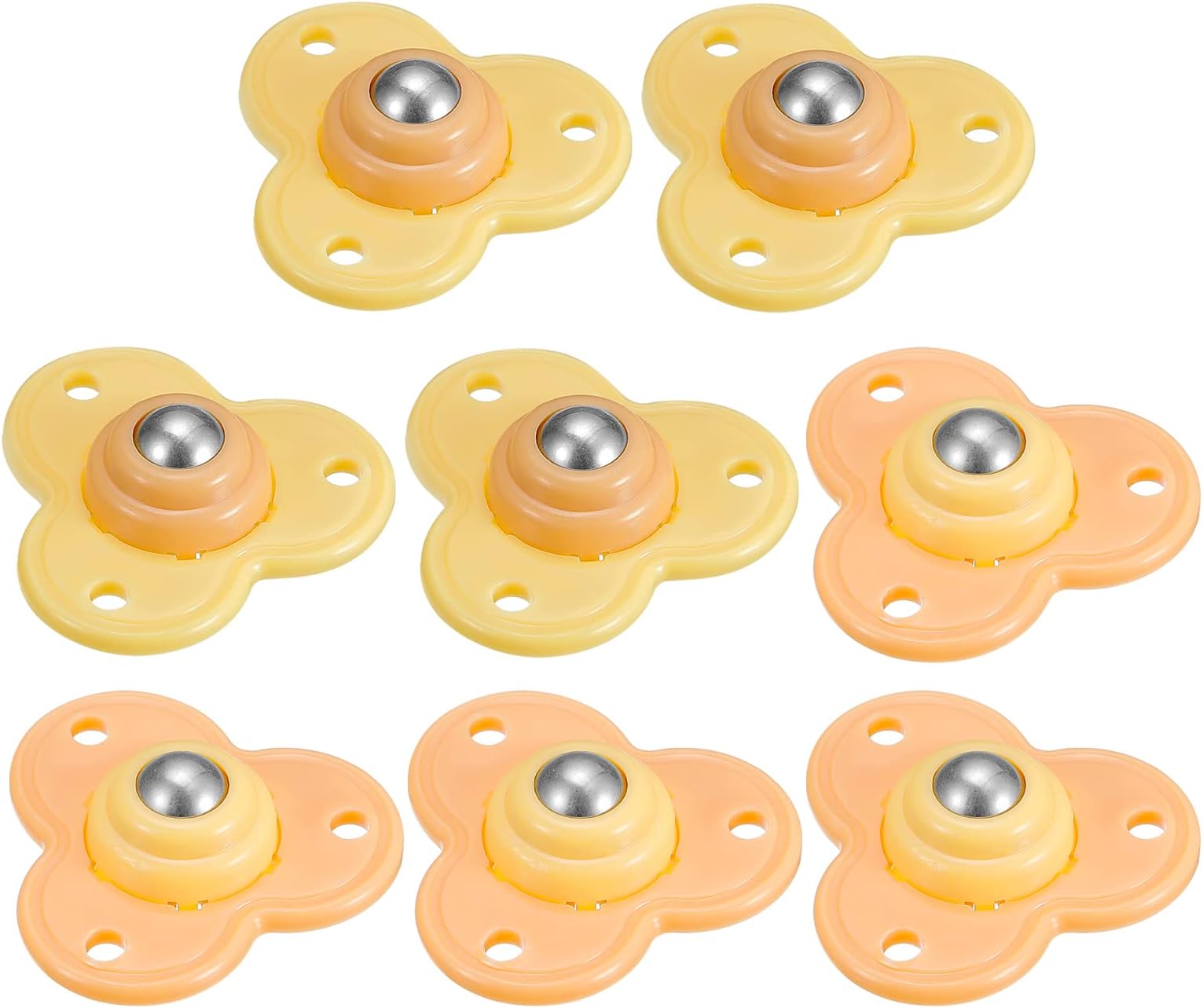 sourcing map Adhesive Caster Wheels, 8Pcs Mini Swivel Wheels, 360 Degree Rotation Universal Sticky Pulleys for Moving Trash Can, Storage Box (4 Yellow, 4 Orange)